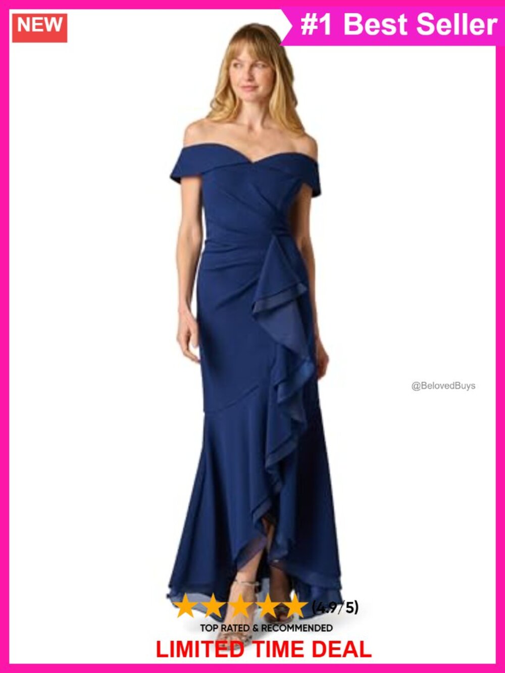 Knit Crepe Off Shoulder Mermaid Gown Formal Wedding Evening